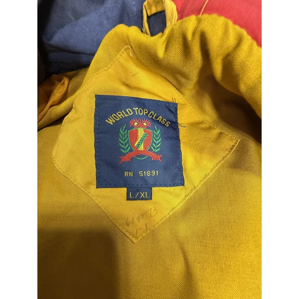 World Top Class Jacket Mens Large XL Multicolor Colorblock Hooded Parka Full Zip